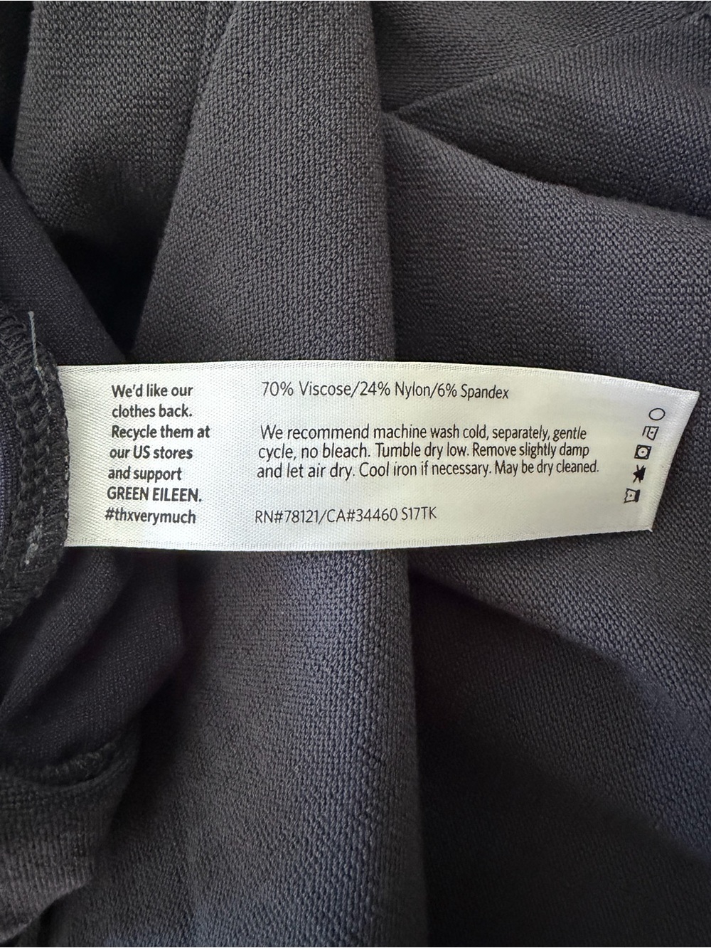 Eileen Fisher Washable Stretch Crepe Slim Pants Comfy Dark Charcoal Gray Medium - Picture 8 of 9